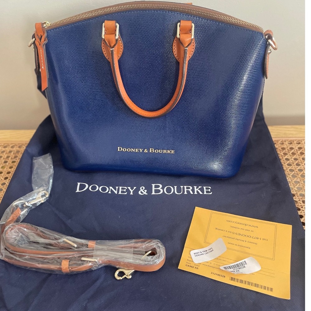 New Dooney & Bourke Domed Satchel Blue Leather Crossbody women Handbag GX968 XR
